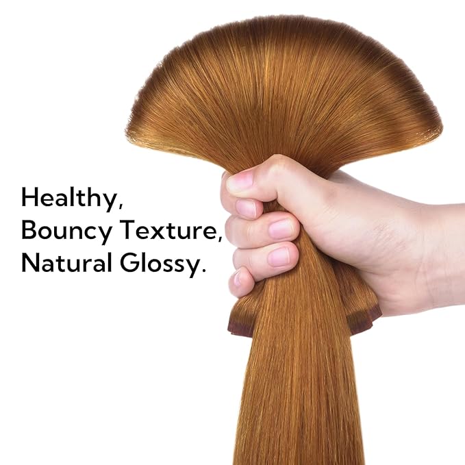 HOTBANANA Clip in Hair Extensions Real Human Hair, 135g 9pcs 14 inch Auburn Ginger Straight Remy Clip in Extensions Full Head for Women