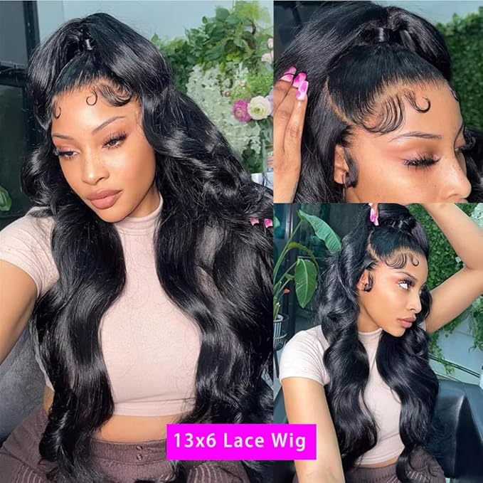 Body Wave Human Hair Wig 200 Density Hd Lace Front Wigs Human Hair Pre Plucked Bleached Tiny Knots Wigs For Women 13x6 Lace Frontal Wigs Human Hair 12A Soft Natural Black Wig 20inch