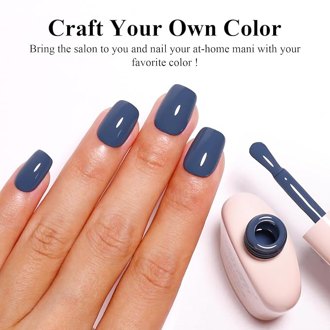 Imtiti Deep Grey Gel Nail Polish, 1Pcs Grey Blue Gel Polish Soak Off UV LED Gel Polish, Long Lasting, Nail Art Manicure Salon DIY at Home for Autumn and Winter (0.34 Fl Oz-1913)