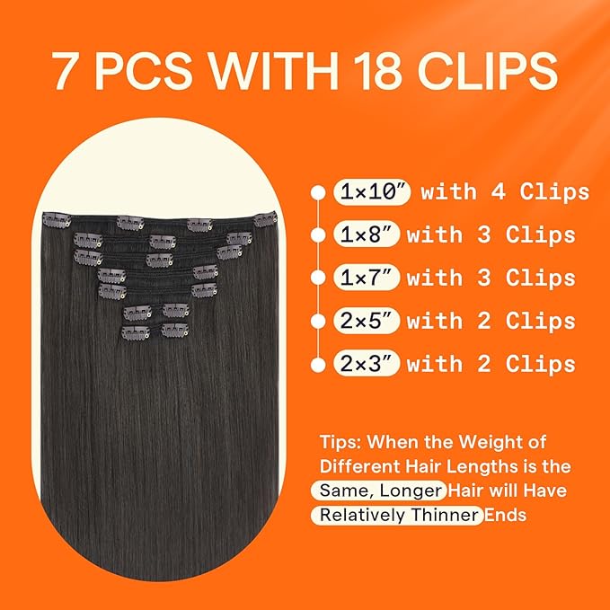 Full Shine Hair Clip in Extensions Black Hair Extensions Clip in Short Straight Natural Black Tea Hair 14 Inch 120 G 7 Pcs