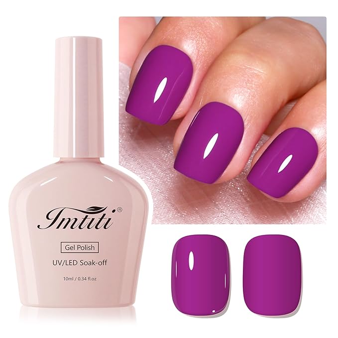 Imtiti Neon Purple Gel Nail Polish for Nail Art, Long Lasting Midnight Purple UV LED Gel Polish, Professional Salon Quality DIY at Home Manicure Set, 0.34 Fl Oz (10ml)-1916