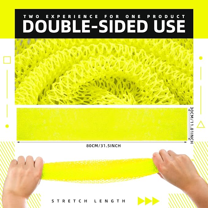 Geiserailie African Net Sponge Long Bathing Net Shower Body Scrubber Back Scrubber Skin Smoother Bathing Sponge for Daily Use or Stocking Stuffer(Luminous Yellow)