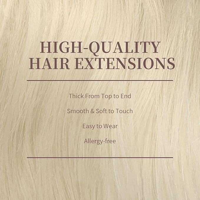 KooKaStyle Clip in Synthetic Hair Extensions Long Wavy 4PCS Thick Hairpieces Platinum Blonde Fiber Double Weft Natural Hair Extensions 24 Inch for Women