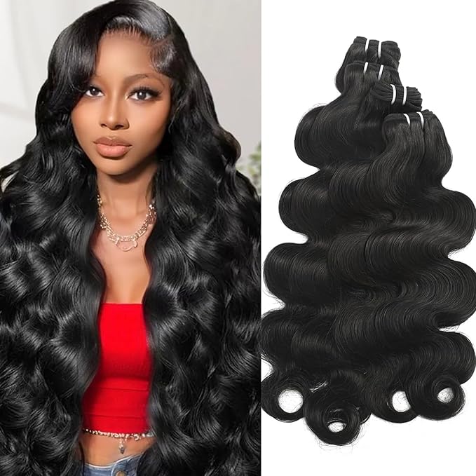 Body Wave Human Hair Bundles 16 18 20 22 Inch 12A Brazilian Hair Body Wave 4 Bundles 100% Unprocessed Virgin Remy Hair Natural Color for Black Women