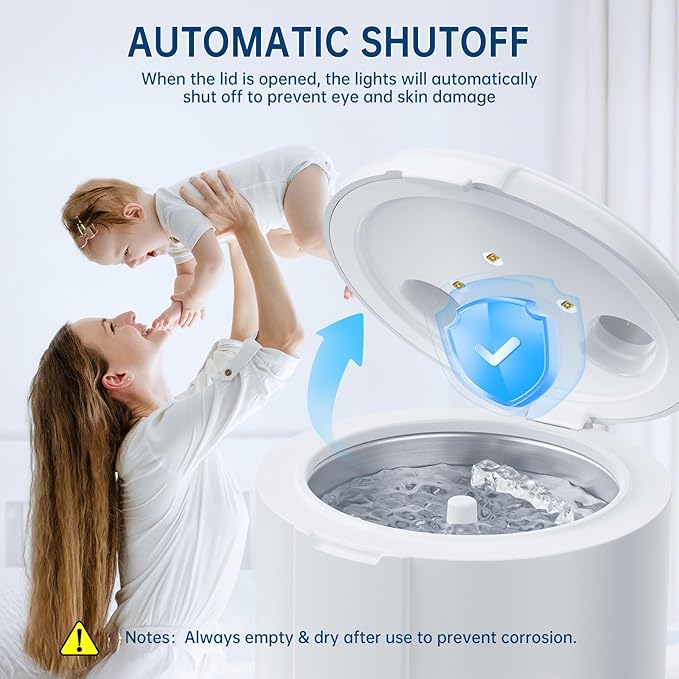 45kHz Ultrasonic Retainer Cleaner, Dental Cleaning Pod for Mouth Guard, Invisalign, Aligner, Night Guard, Braces, Toothbrush, Jewelry, Powerful Denture Cleaner Machine with Digital Timer (White)