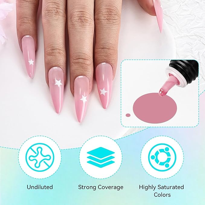 JODSONE 32 Colors Airbrush Gel Nail Polish, No Dilution Gel Nail Polish Strong Coverage, Highly Saturated Colors Ideal for At-home Salon Use