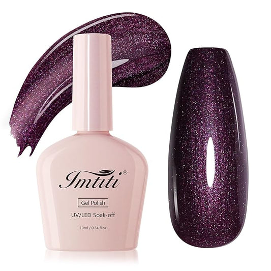 Imtiti Glitter Gel Nail Polish, 1Pcs Pearl Light Brown Gel Polish Shimmer Brown Soak Off UV LED Gel Polish, Nail Art Starter Manicure Salon DIY at Home for Women (0.34 Fl Oz-1926)