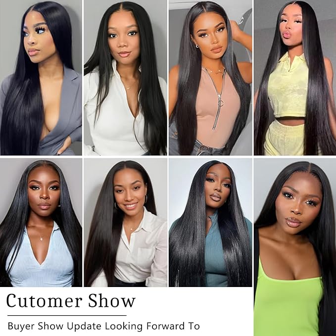 Straight Bundles Human Hair 20 22 24 26 Inch 4 Bundles Straight Hair 10A Double Weft Hair Extensions for Black Women 100% Unprocessed Virgin Human Hair Weave Natural Black