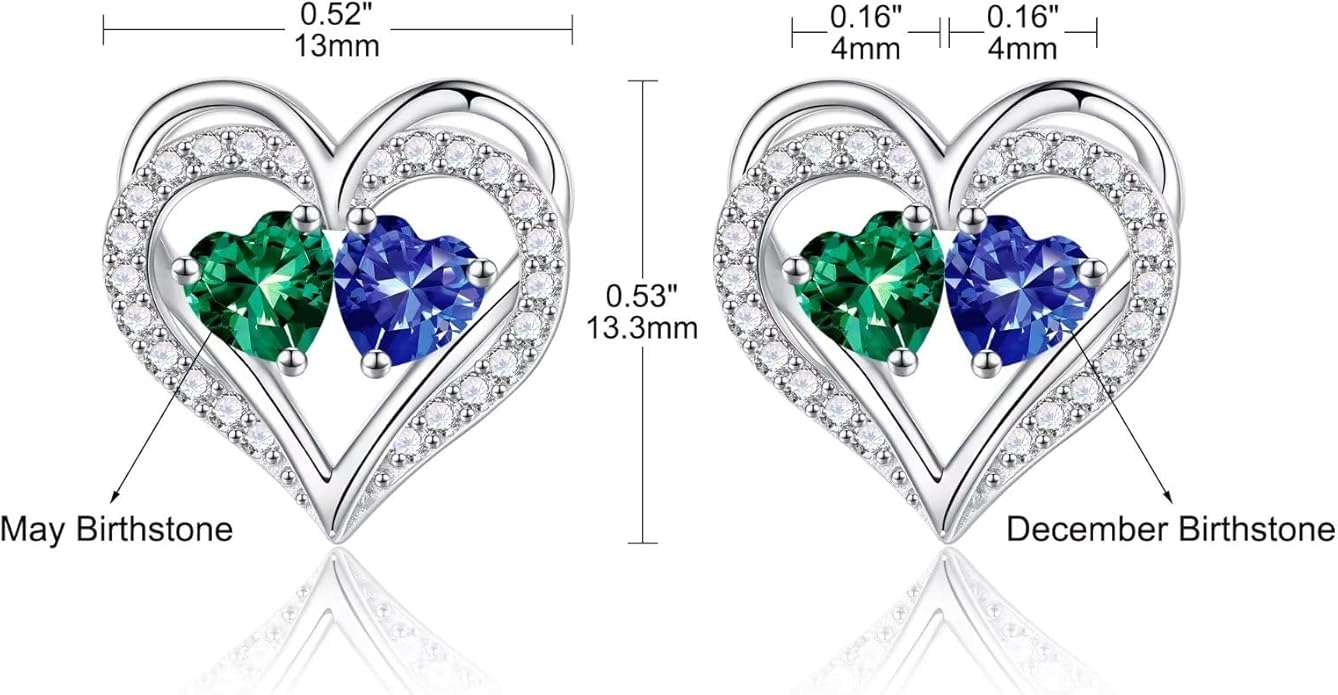 Iefil Christmas Gifts for Women Wife - 925 Sterling Silver Birthstone Earrings, Anniversary Birthday Gifts for Women Wife Girlfriend Mom