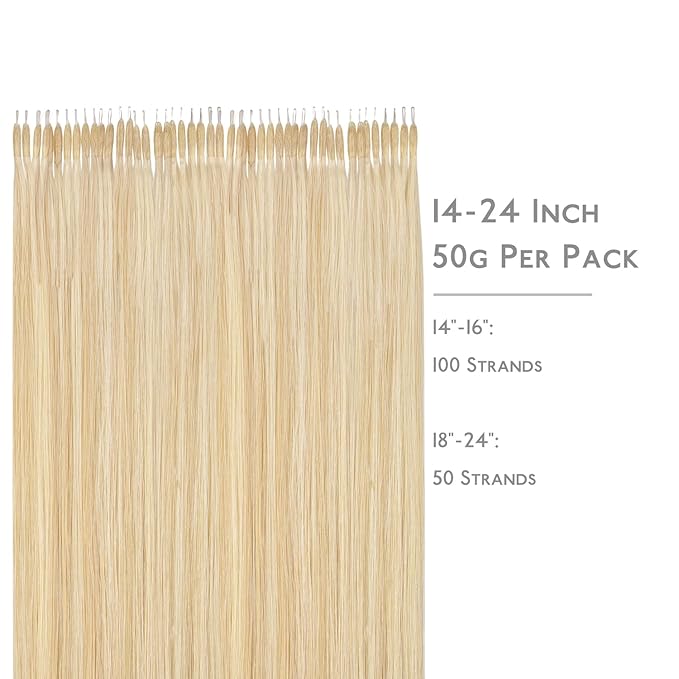 WENNALIFE Nano Bead Hair Extensions Human Hair, 50g 100s 14 Inch Light Blonde Highlighted Golden BlondeReal Human Hair Extensions for Women Invisible Nano Ring Hair Extensions Remy Hair Extensiones