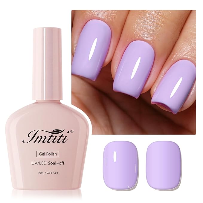 Imtiti Gel Nail Polish, 1Pcs Pastel Purple Soak Off UV LED Gel Polish, Long Lasting, Nail Art Manicure Salon DIY at Home for Spring and Summer (0.34 Fl Oz-965)