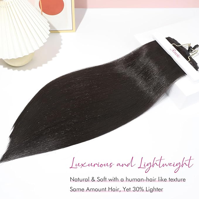REECHO Hair Extensions, 11PCS Clip in Hair Extensions 28" Long Straight hair extensions HE005 Natural Soft Synthetic Hairpieces for Women- Black Brown