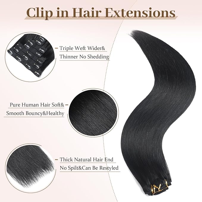 Sisily Clip in Hair Extensions Real Human Hair,22 inch 70g, Natural Straight Human Hair Clip in Extensions for Black Woman, Soft Straight 7pcs Per Set with 16 Clips Double Weft