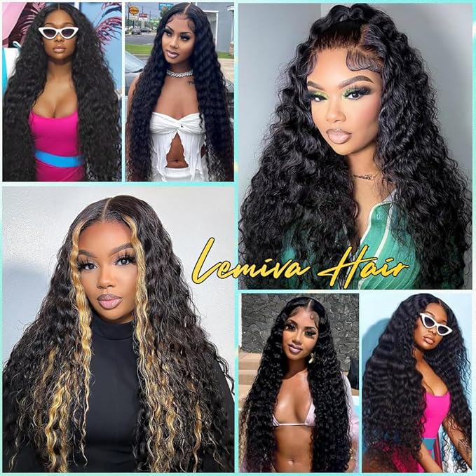 Wear and Go Glueless Wigs Human Hair Pre Plucked Pre Cut 7x5 HD Lace Deep Wave Lace Front Wigs Human Hair for Black Women 200% Density Glueless Drawstring Wig 16 Inch Beginner Friendly