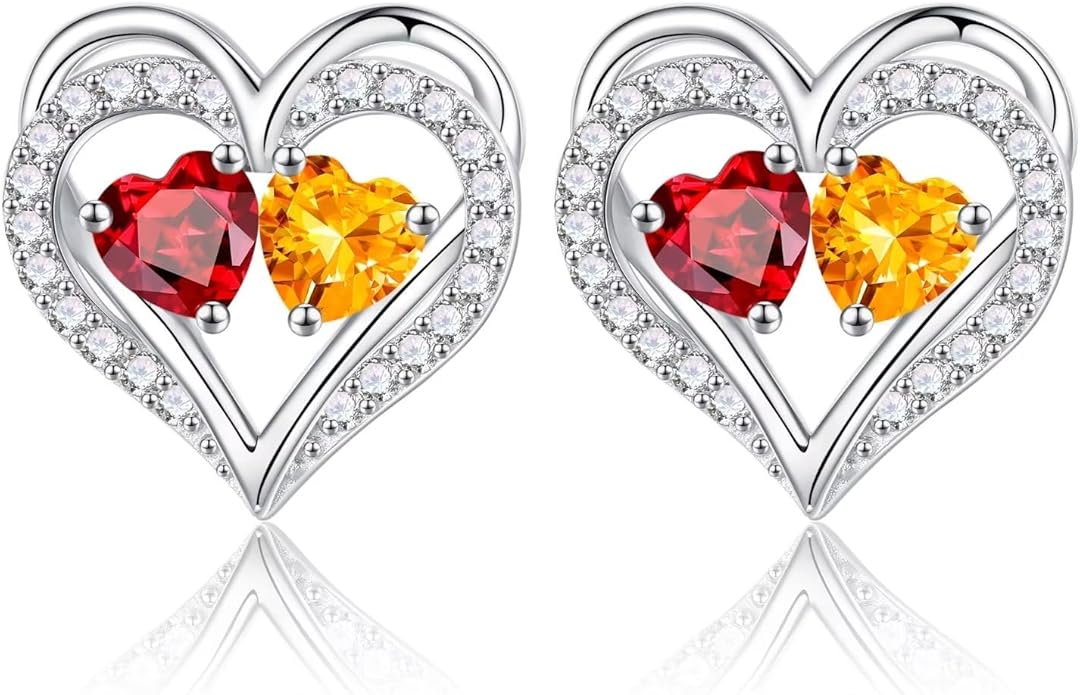 Iefil Christmas Gifts for Women Wife - 925 Sterling Silver Birthstone Earrings, Anniversary Birthday Gifts for Women Wife Girlfriend Mom