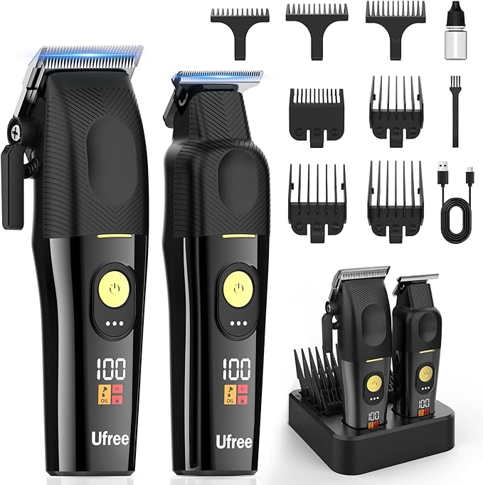 Ufree Hair Clippers for Men Professional, Cordless Barber Clippers and Trimmers Set, Hair Cutting Kit with Storage Stand, Electric Shaver, Gifts for Men