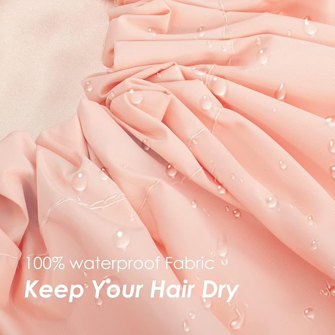 Aquior Shower Cap,Extra Adjustable Shower Caps for Women Double-Layer Waterproof Reusable Hair Cap, Large Hair Cap for All Hair,for Girls Spa Bath,Soft Large for Women Long Hair(Champagne)