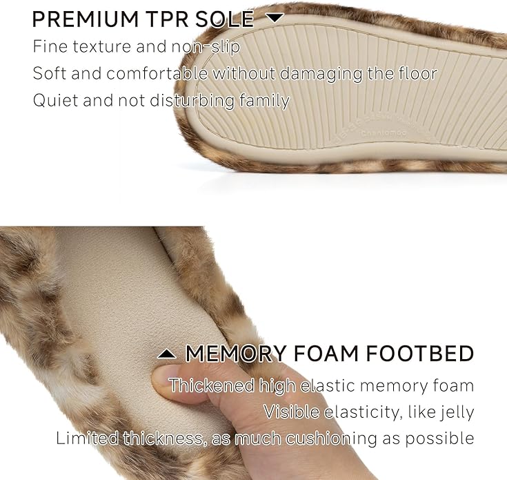 Chantomoo Womens Slippers Memory Foam Fuzzy Cross Band Faux Fur Slippers for Women Gift