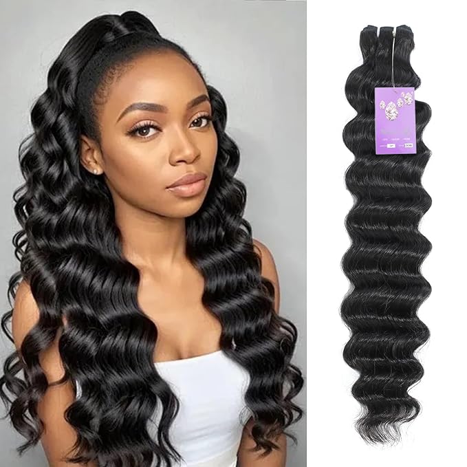 FASHION PLUS Raw Human Hair Bundles, Loose Deep Wave Bundles Human Hair 24 Inch Loose Wave Bundles Human Hair Real Raw Bundles Thick and Soft, Triple Lifespan 1 Bundle