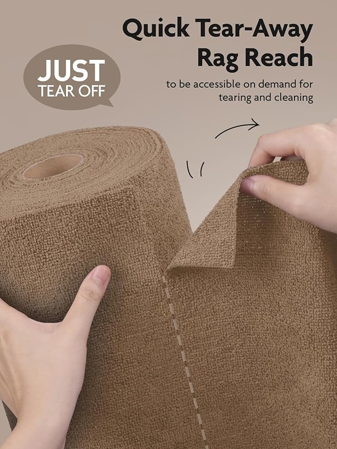 Fantasticlean Microfiber Cleaning Cloth Roll -30 Pack, Tear Away Microfiber Towels, 12" x 12", Reusable, Washable, Scratch Free, Ultra Absorbent Dishcloth for Car, Home Supplies, Pet, Kitchen (TAN)