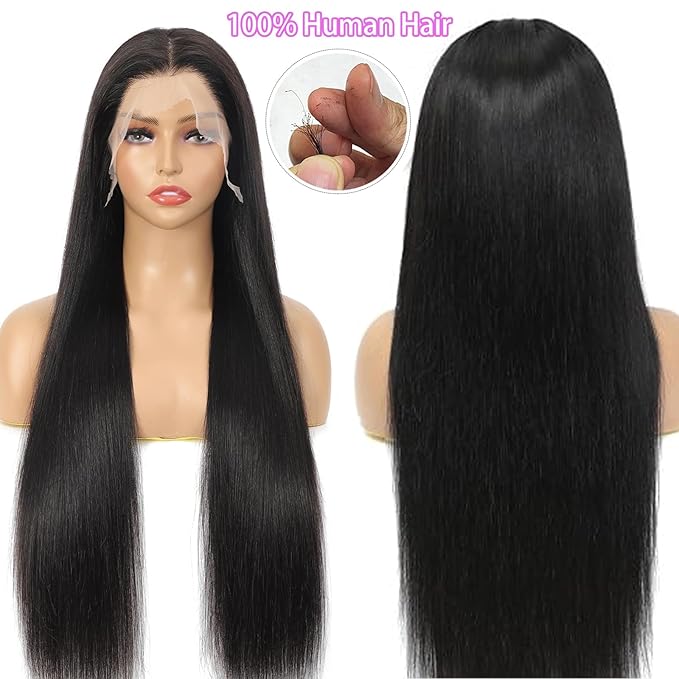 Straight Wigs Human Hair 100 Percent Human Hair Wigs for Women 13x6 Hd Lace Front Wigs Pre Plucked 20inch Glueless Wigs Natural Color