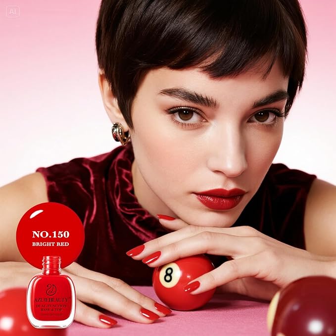 AZUREBEAUTY Red Nail Polish Burgundy Christmas Quick Dry Natural Infinite Shine Nail Lacquer Fingernail Polish Strengthening Treatment Kit Salon-Quality for Women 10ml