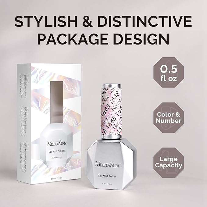 MelodySusie Party Streamer Pink Gel Nail Polish,0.5fl oz Soak Off UV LED Confetti Glow Pink Gel Polish Gift for Women Nail Art Manicure Salon DIY Nail Design Decoration at Home-1648-A2623