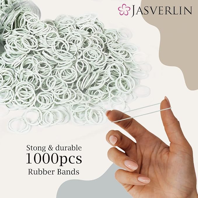 Small White Rubber Bands, Tiny Mini Toddler Hair Ties Elastic RubberBands Ponytail Holder Scrunchies for Girls Baby Women 1/2 inch 1000pcs