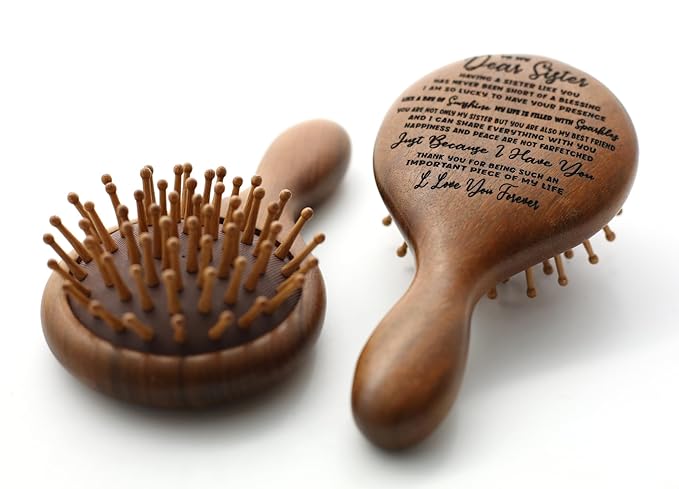 TOBOHU Engraved Wooden Hairbrush Sisters Gifts for Women, Christmas Birthday Graduation Gifts Idea for Big Little Soul Adult Sister from Sister Brother, Cool Sisters Appreciation Gifts