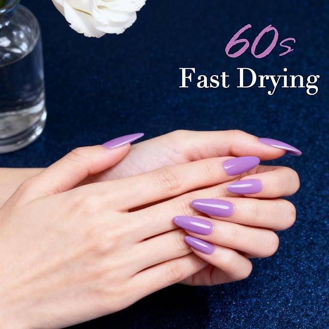AZUREBEAUTY Nail polish，Purple Lavender Quick Dry Complete Natural Super Lustrous Nail Enamel Polish,Professional for DIY Manicure