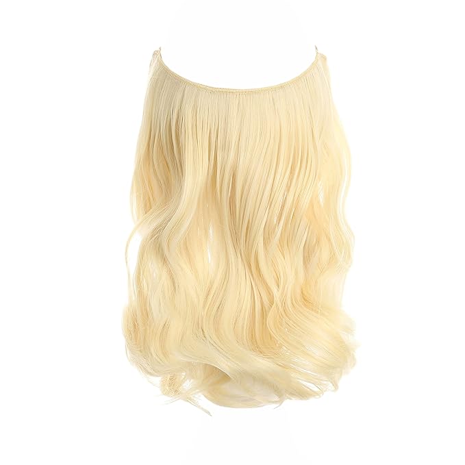 Invisible Wire Hair Extensions Transparent Wire Adjustable Size 4 Secure Clips Long Wavy Curly Secret Hairpiece 14 Inch for Women