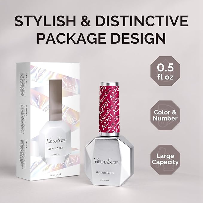 MelodySusie 0.5fl oz Purple Gel Nail Polish, Nails Soak Off UV LED Jelly Purple Gel Polish Gift for Women Nail Art Manicure Salon DIY Nail Design Decoration at Home-A2701