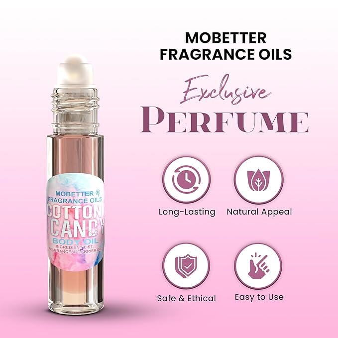 MOBETTER FRAGRANCE OILS Cotton Candy Body Oil Perfume 10ml Roll On Bottle