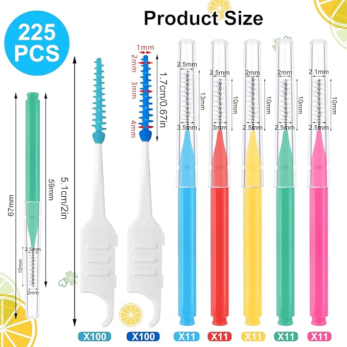 255 Pieces Braces Flossers for Braces, Interdental Brush Soft Dental Floss Picks Braces Cleaning Kit Toothpick Dental Brush Braces Teeth Flossers Brushes for Tooth Cleaner(5 Sizes)
