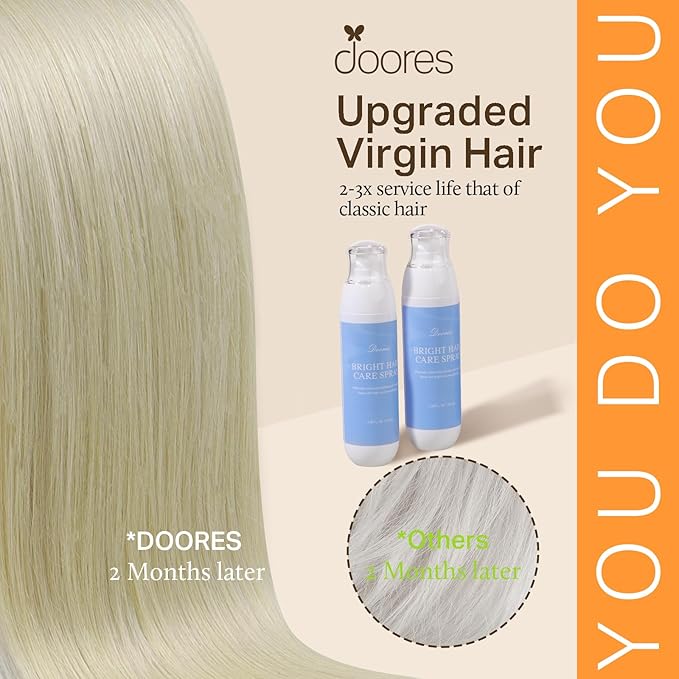 DOORES Clip in Human Hair Extensions, Balayage Ash Blonde Highlighted Platinum Blonde 100g 7pcs 14 Inch, Remy Hair Extensions Clip in Real Straight Natural Thick Weft