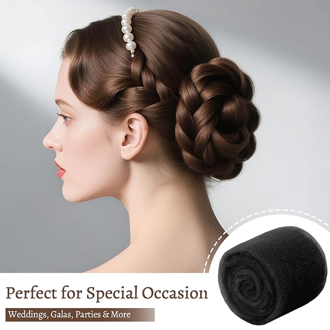 70 * 5"Updo Hair Hair Bumps, Volume Insert Kit Accessories with 20 Bobby Pins, 20 U-Shape Pins, 2 Duckbill Clips, 3 Hair Ties Ponytail Volumizer For Bun, Wedding, Party (Black)