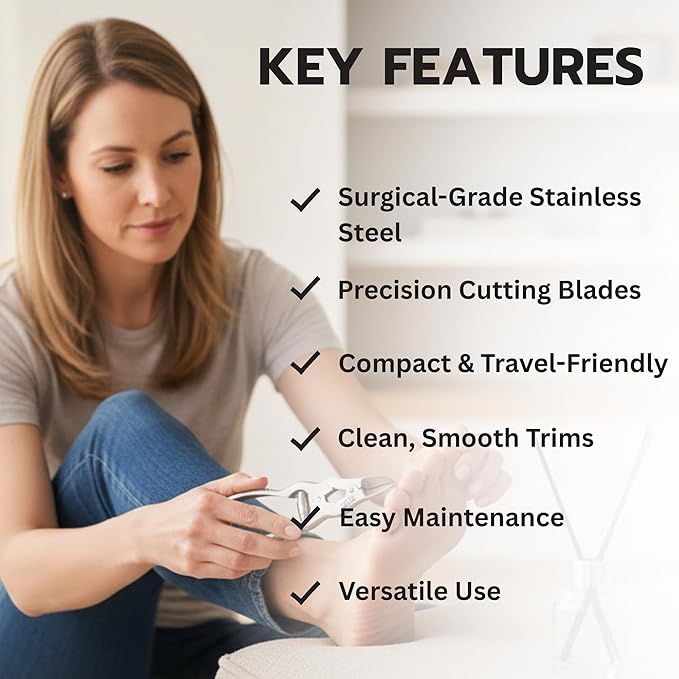 Large Surgical-Grade Toe Nail Clippers - Heavy Duty Double Action Mycotic - Jaws Podiatry Stainless Steel Toenail Clippers for Thick Toenails - Ingrown Cuticle Nippers - Manicure Pedicure Tools