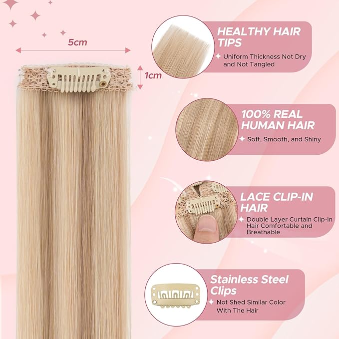 Clip in Hair Extensions Real Human Hair for Women, 10 Inch 31g 6pcs, Golden Brown Mix Bleach Blonde, Straight - Highlight, Add Volume and Length for Daily Wear, Parties, Weddings