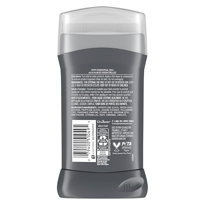 Dove Men+Care Aluminum-Free Deodorant Moon Oasis 4 Count for a Long-Lasting Scent, with 72H Odor Protection, 3.0 oz