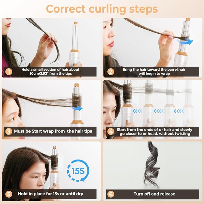 7 in ONE Hair Dryer Brush, Powerful Blow Dryer Brush with Air Curler for Hair, Brush Blow Dryer with Diffuser, Ionic Hot Air Brush Fast Dry, Volumize, Curls, Straight, Hair Styling Tools 100-120V