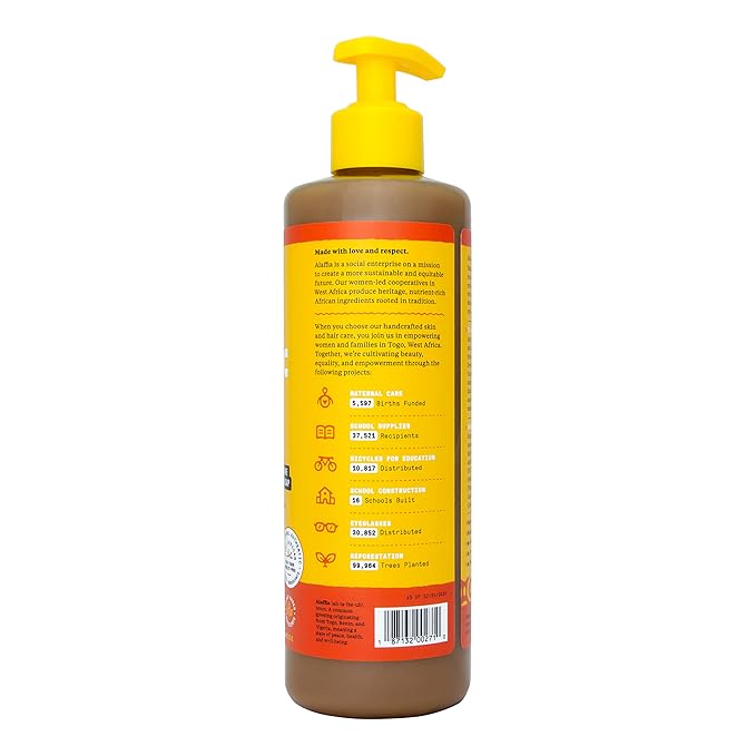 Alaffia Skin Care, Authentic African Black Soap, All in One Body Wash, Face Wash, Shampoo & Shaving Soap with Fair Trade Shea Butter, Tangerine Citrus, 16 Fl Oz