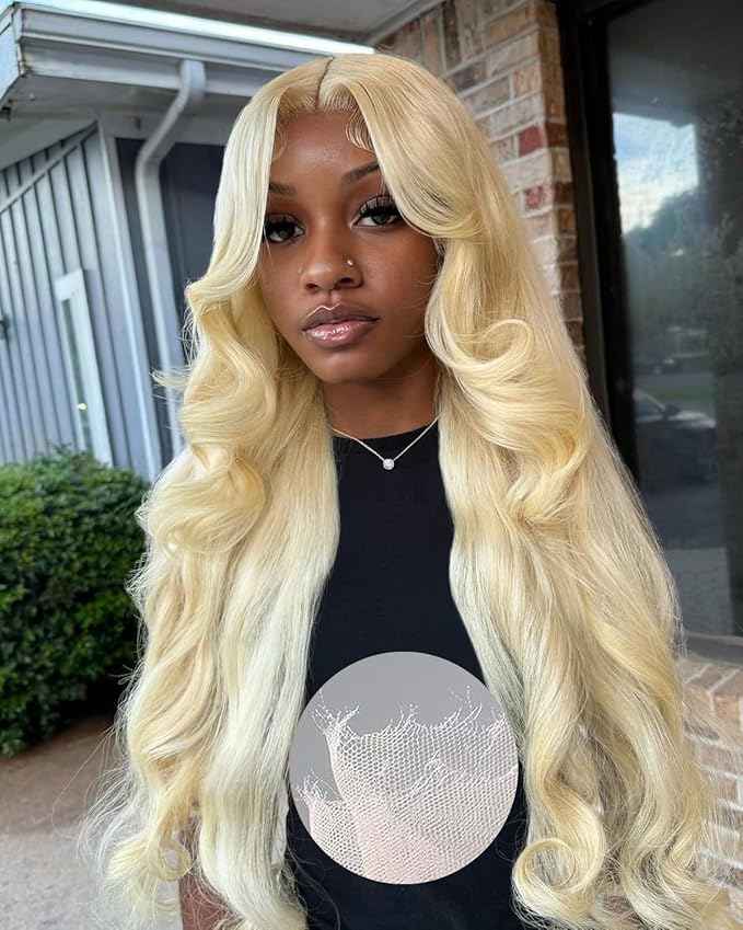 ALIDIDI MINIKNOTS Real Hd 613 13x6 Lace Front Wig Human Hair Pre Plucked Bleached Knots 200% Density 0.10mm Ultra-Thin Invisible Lace Blonde Wig Human Hair Body Wave For Women 30 Inch