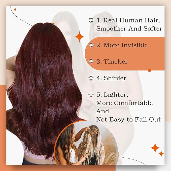 Full Shine Burgundy Tape in Hair Extensions Straight 99J Wine Red Remy Adhesive Tape in Extensions Human Hair 20 Inch Invisible Seamless Skin Weft 50 Gram 20 Pcs for Wedding Add Length