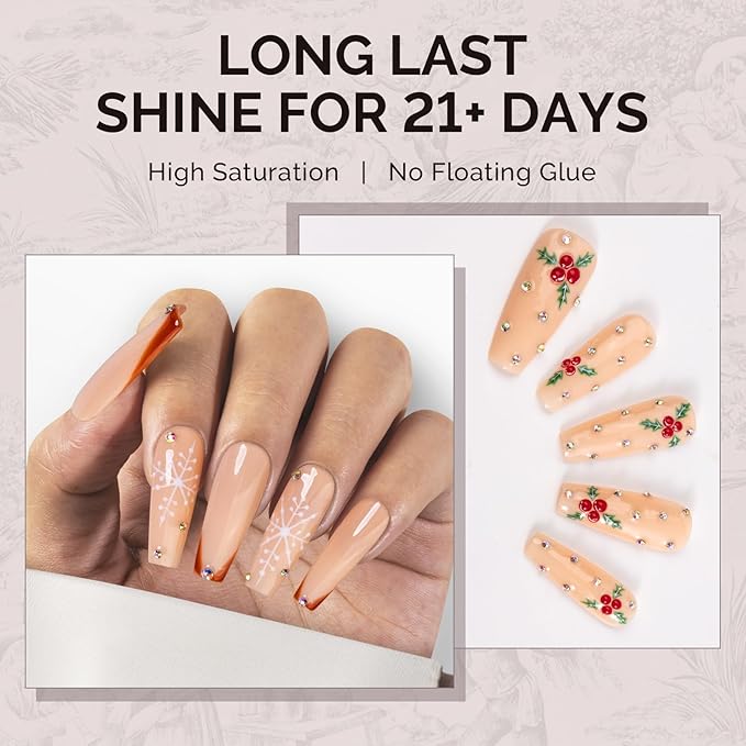 MelodySusie Nude Gel Nail Polish,0.5fl oz Soak Off UV LED Orange Nude Glitter Gel Polish Gift for Women Nail Art Manicure Salon DIY Nail Design Decoration at Home-1755