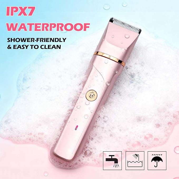Bikini Trimmer for Women 2-in-1 Electric Razors for Women with Body & Facial Heads, Rechargeable Bikini Shaver for Smooth Pubic & Body Grooming, Waterproof, Portable & Travel-Friendly Gift