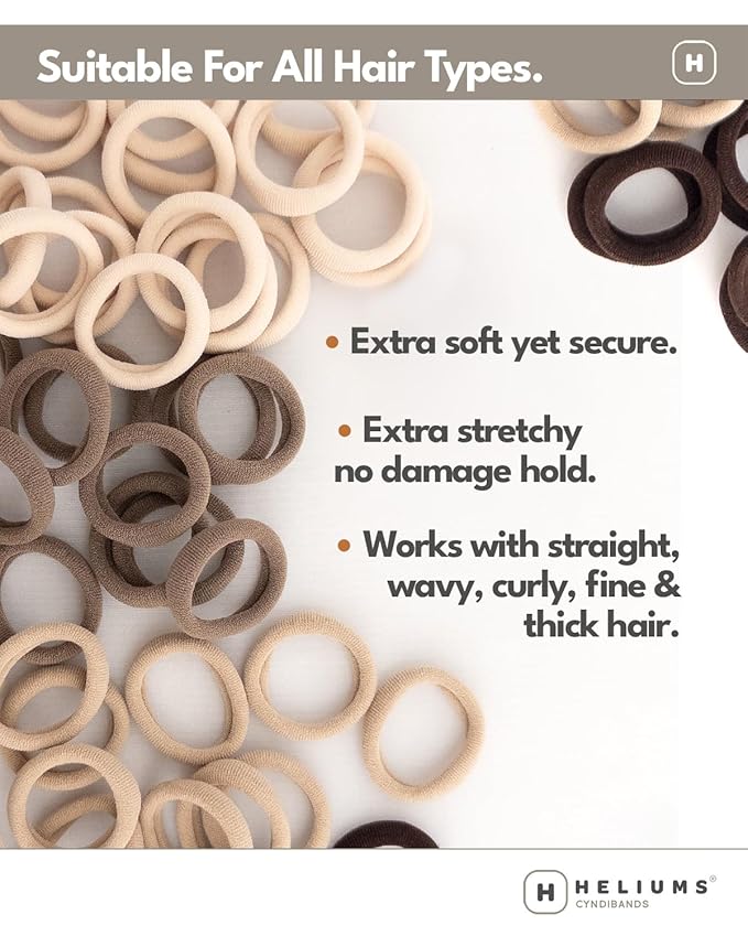 Heliums Soft Hair Ties - No Damage Seamless Nylon Fabric Bands, Stretchy Ponytail Holders for Thin & Thick Hair - Standard 1.5 Inch, Sandy Blonde, 20 Pack