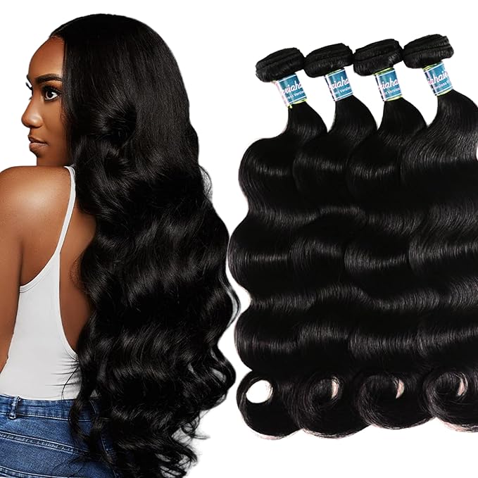 12A Human Hair Bundles 26 28 30 32 Inch Body Wave Bundles Human Hair 100% Unprocessed Virgin Hair Extensions Raw Quick Weave Extensions Natural Black