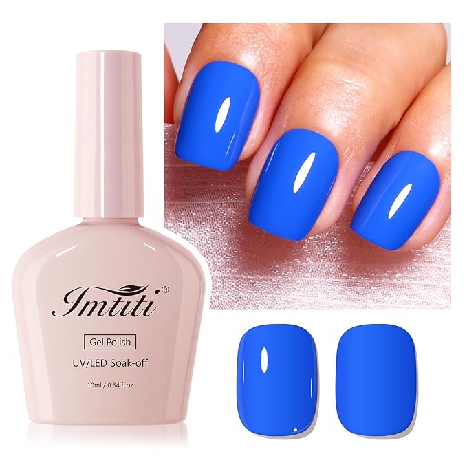 Imtiti Blue Gel Nail Polish, 1Pcs Electric Blue Gel Polish Soak Off UV LED Gel Polish, Long Lasting, Nail Art Manicure Salon DIY at Home for Autumn and Winter (0.34 Fl Oz-1911)