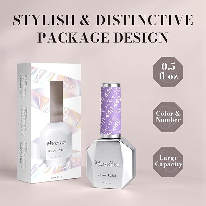 MelodySusie 15ML Lavender Purple Gel Nail Polish,Nails Soak Off UV LED Light Purple Gel Polish Gift for Women Nail Art Manicure Salon DIY Nail Design Decoration at Home-449-A2703