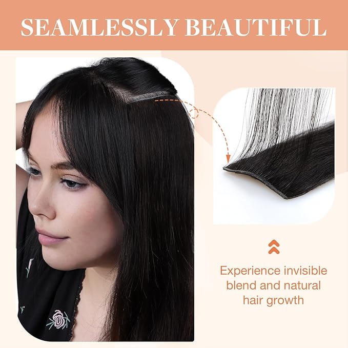 GOO GOO Invisi Edge Clip in Hair Extensions Set, 14inch 150g, 4pcs Injected Seamless PU Clip ins and 5pcs Classical PU Clip inslip ins, Virgin Real Human Hair, #1